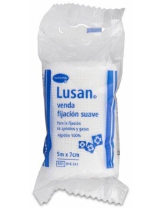 Lusan Venda De Gasa Hidrofila Cambric Fijación Suave 7 Cm X 5 M, 1 Ud