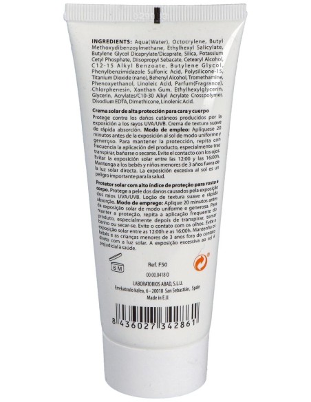 Crema Solar Muy Alta Proteccion 50+ 100Ml.