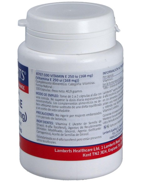 Vitamina E Natural 250 U.I. 100 Cap.