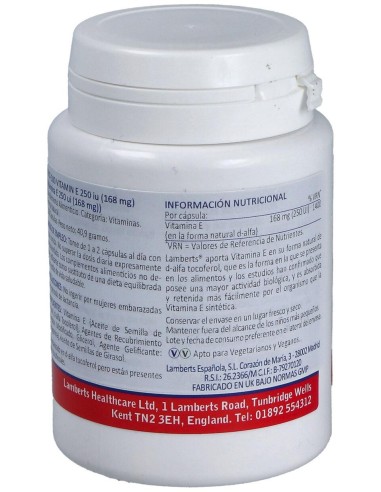 Vitamina E Natural 250 U.I. 100 Cap.