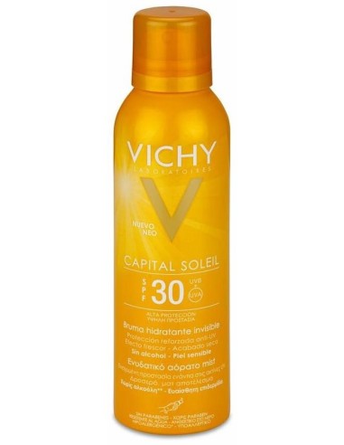 Vichy Capital Soleil Spf 30 Hydra Mist Spray Transparente Tacto Seco Alta Protección, 200 Ml