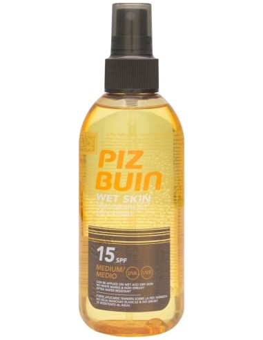 Piz Buin Wet Skin Spray Solar Transparente Spf 15, 150 Ml