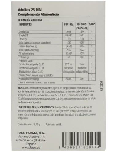 Profaes4 Probióticos Adultos 25Mm 30Cáps