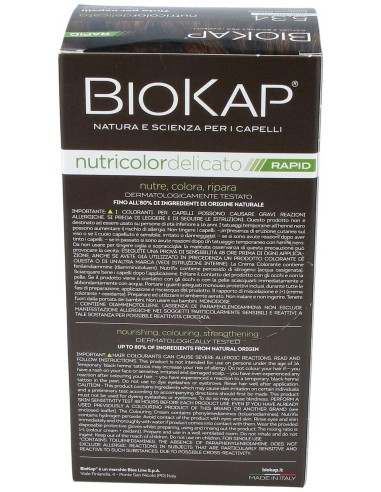 Biokap Rapid Castaño Miel Claro 5.34 Tubo 140Ml.