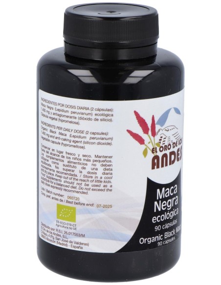El Oro De Los Andes Maca Negra Ecológica 90 Cápsulas