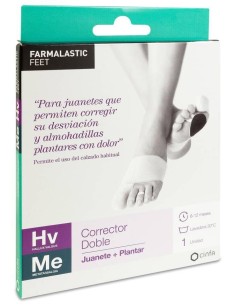 Farmalastic Corrector Doble Juanetes Y Plantar Gel De Silicona Pie Derecho Talla Pequeña, 1 Ud