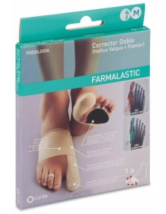 Farmalastic Corrector Doble Juanetes Y Plantar Gel De Silicona Pie Derecho Talla Mediana, 1 Ud