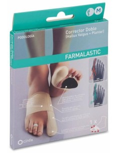 Farmalastic Corrector Doble Juanetes Y Plantar Gel De Silicona Pie Izquiedo Talla Mediana, 1 Ud
