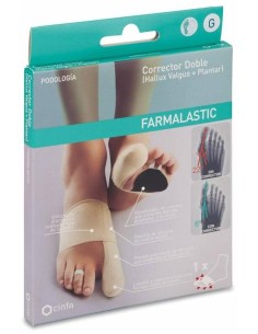 Farmalastic Corrector Doble Juanetes Y Plantar Gel De Silicona Pie Izquierdo Talla Grande, 1 Ud
