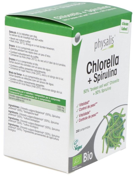 Physalis Chlorella Y Espirulina Bio 200Comp