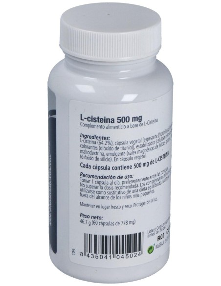 L-Cisteina 60 Cápsulas 500Mg Por Cápsula