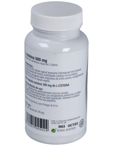 L-Cisteina 60 Cápsulas 500Mg Por Cápsula