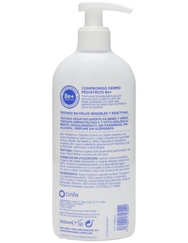 Be+ Pediatrics Champú Suave Sin Jabón, 300 Ml
