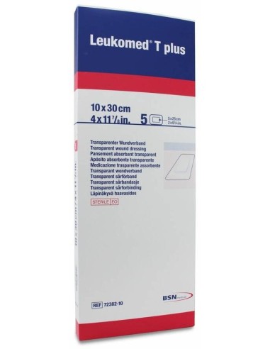Leukomed T Plus Apósito Transparente 10 Cm X 30 Cm, 5 Uds