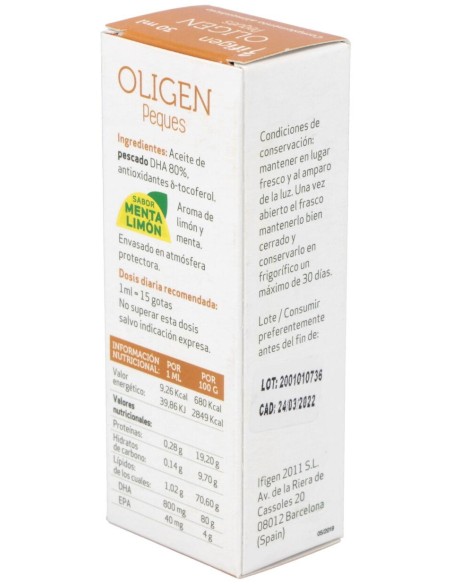 Oligen Peques Dha 80% Tg Enzimatico 30Ml.