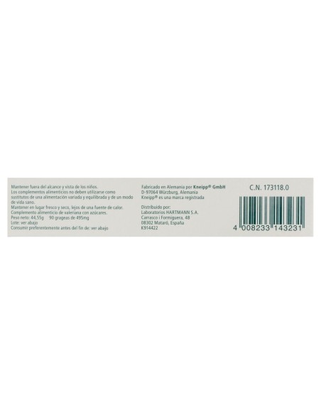 Kneipp Valeriana Classic Grageas 90Uds
