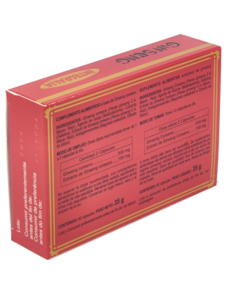 Integralia Ginseng Rojo Coreano 500Mg 60Caps