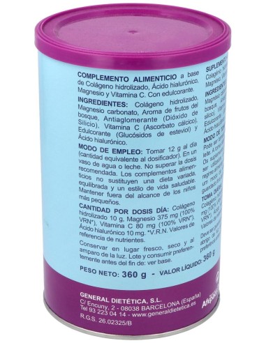 Integralia Colágeno Soluble Plus Hialurónico Magnesio Sabor Frutas Del Bosque 360G