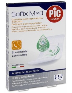Pic Soffix Med Con Bactericida Post Operatorio Apósito Adhesivo 5X7 5Uds