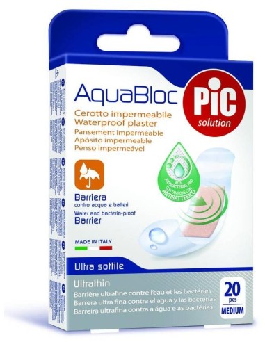 Pic Aquabloc Con Bactericida Apósito Adhesivo 19X72Mm 20Uds