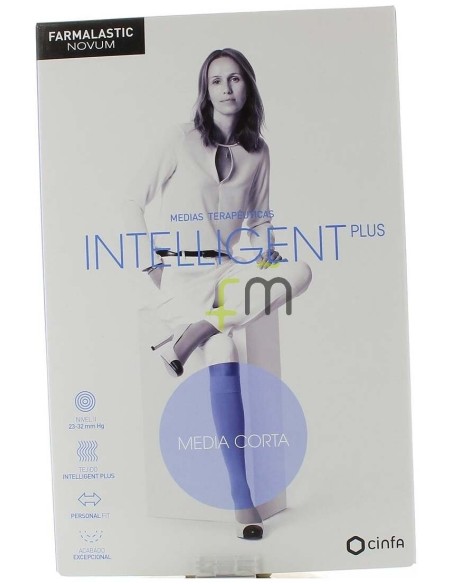 Farmalastic Novum Intelligent Media Corta Compresión Normal T5 Canela, 1 Par