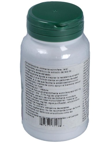 Ashwaganda Raiz 450Mg. 60Cap. Herbal Actives