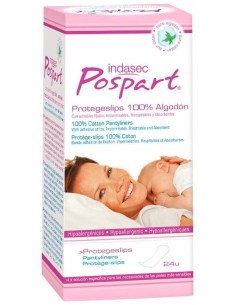 Indasec Pospart Protegeslip 100% Algodón, 24 Uds