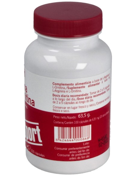 Nutrisport L-Arginina + L-Ornitina 100 Caps 500Mg