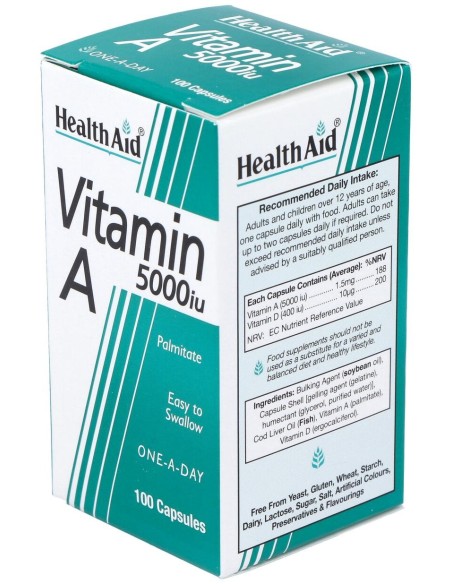 Vit A 5000Ui Con Vit D 400Ui 100Cap. Health Aid