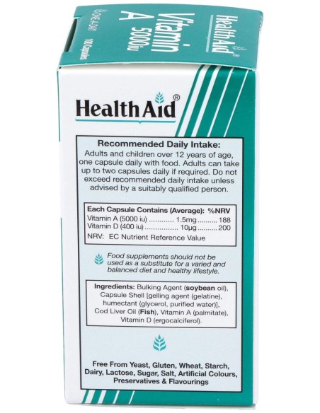 Vit A 5000Ui Con Vit D 400Ui 100Cap. Health Aid