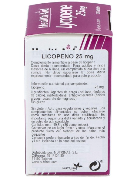 Licopeno 25Mg. 30Comp. Health Aid