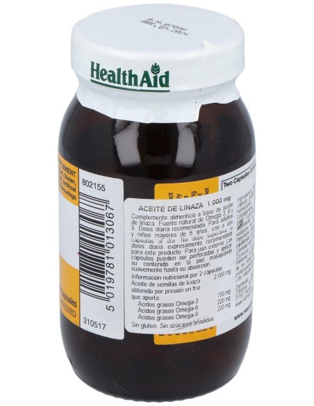 Aceite De Linaza Flaxseed Oil 60Cap. Health Aid