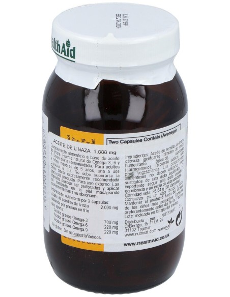Aceite De Linaza Flaxseed Oil 60Cap. Health Aid