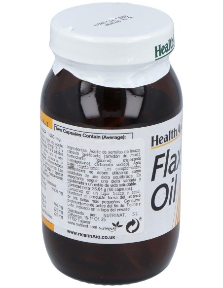 Aceite De Linaza Flaxseed Oil 60Cap. Health Aid