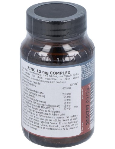Terranova Zinc 15 Mg Complex 50 Cápsulas