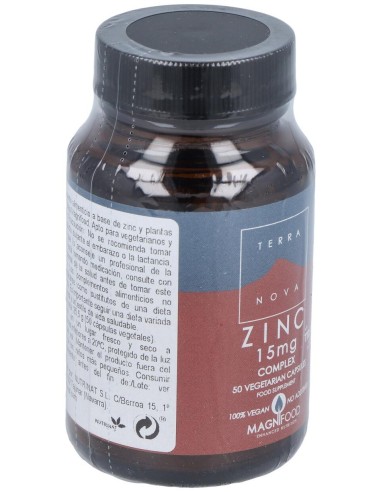 Terranova Zinc 15 Mg Complex 50 Cápsulas