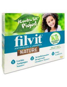 Filvit Nature Kit Antipiojos Loción + Acondicionador + Lendrera, 1 Ud