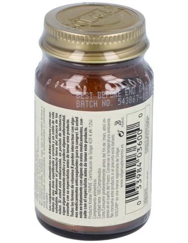 Vitamina K Natural 100Mcg. 100Comp.