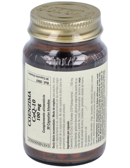 Coenzima Q10 100Mg. 30Cap.De Gelatina Blanda