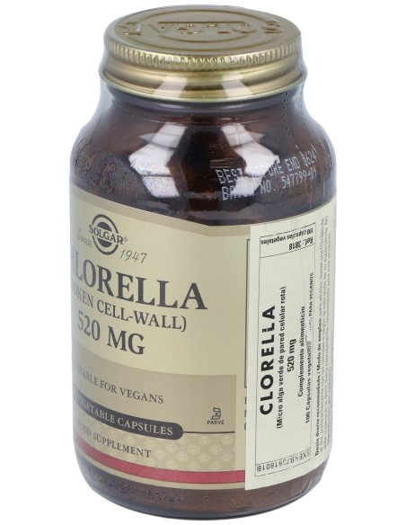 Solgar Clorela De Pared Celular Rota 520Mg 100Vcaps