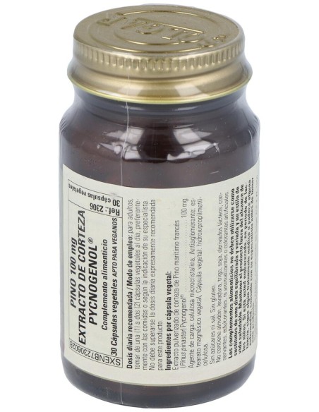 Solgar Pycnogenol 100Mg Extracto De Corteza De Pino 30Vcaps