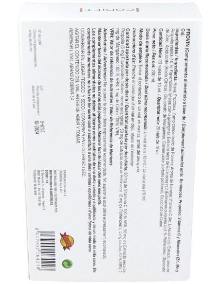 Codiet Provir Defens 20 Ampollas