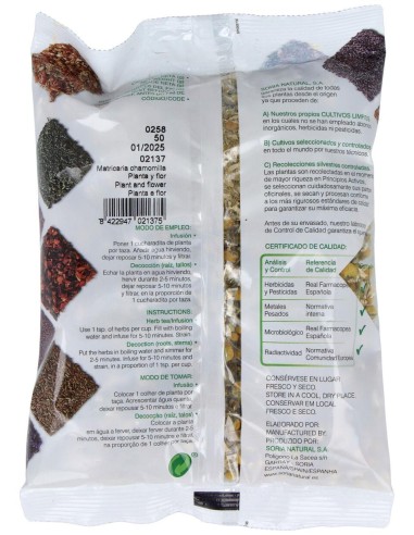 Soria Natural Manzanilla Dulce Bolsa 30G