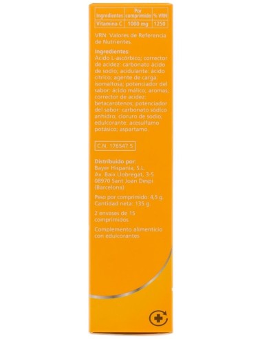Redoxon Vitamina C Efervescente Sabor Naranja, 30 Comprimidos