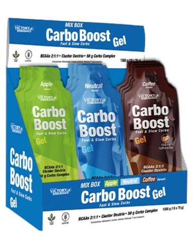 Weider Mix Box Carbo Boost Gel Manzana Neutro Café 18Uds