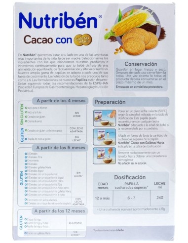 Nutriben Cacao Con Galletas Maria 500 Gr