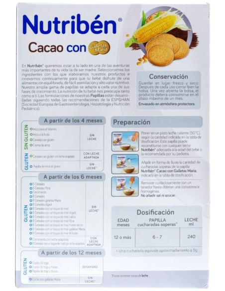 Nutriben Cacao Con Galletas Maria 500 Gr