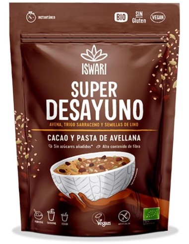 Iswari Super Desayuno Cacao Avellanas Sin Gluten Eco 360G