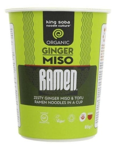 King Soba Vaso Ramen Miso Jengibre Sin Gluten Bio 85G