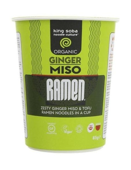King Soba Vaso Ramen Miso Jengibre Sin Gluten Bio 85G